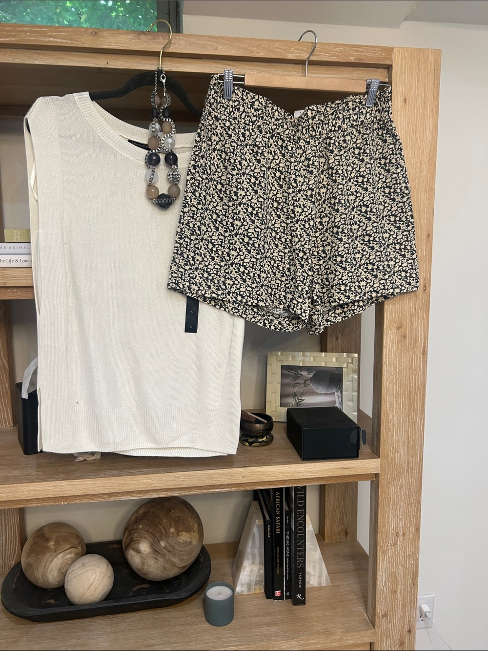 Banana Republic Navy and White Floral High-Waist Shorts